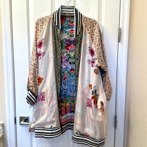 JOHNNY WAS REVERSIBLE SILK JACKET WITH SNAPS